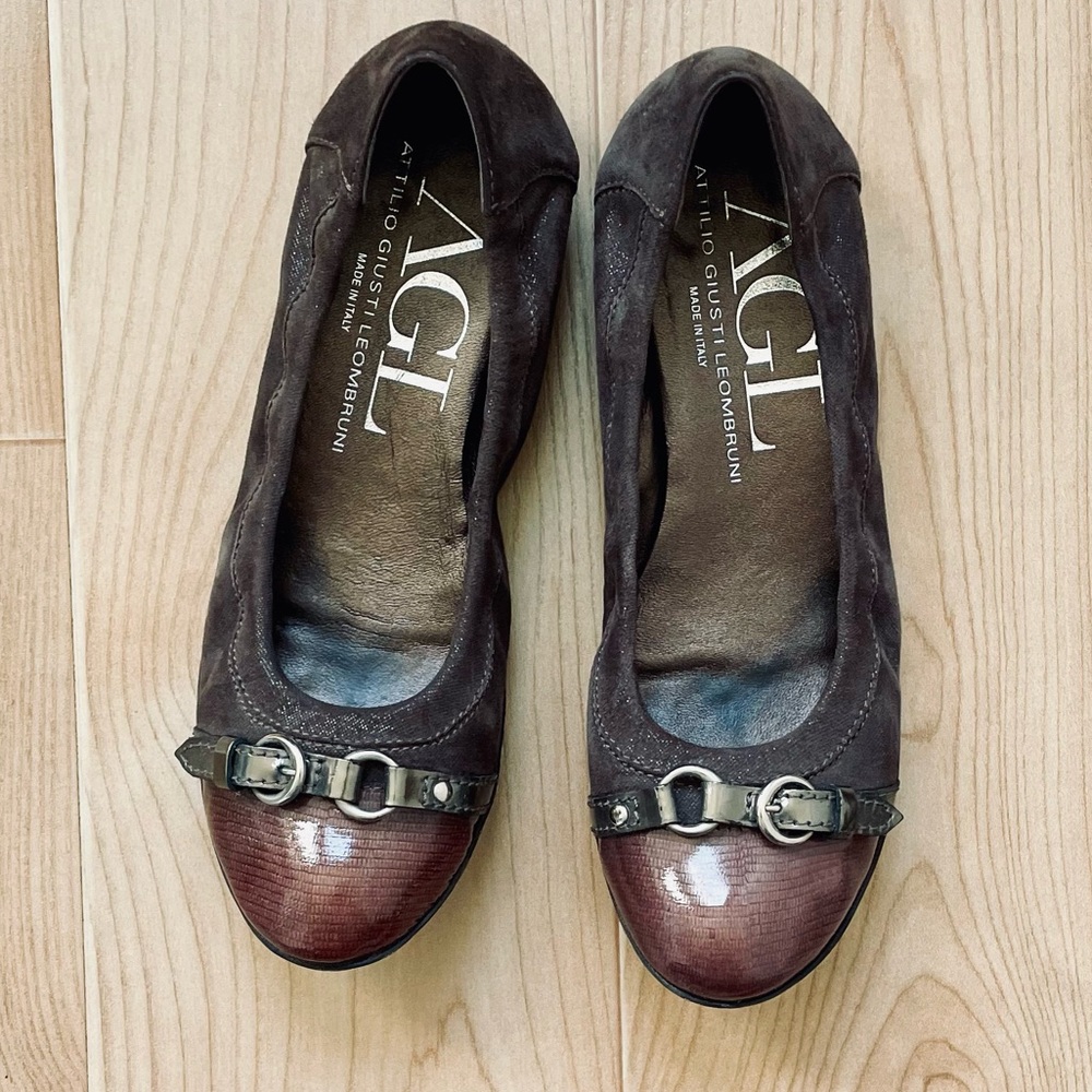 Attilio Giusti Leombruni (AGL) Monika parent leather cap toe flat, plum